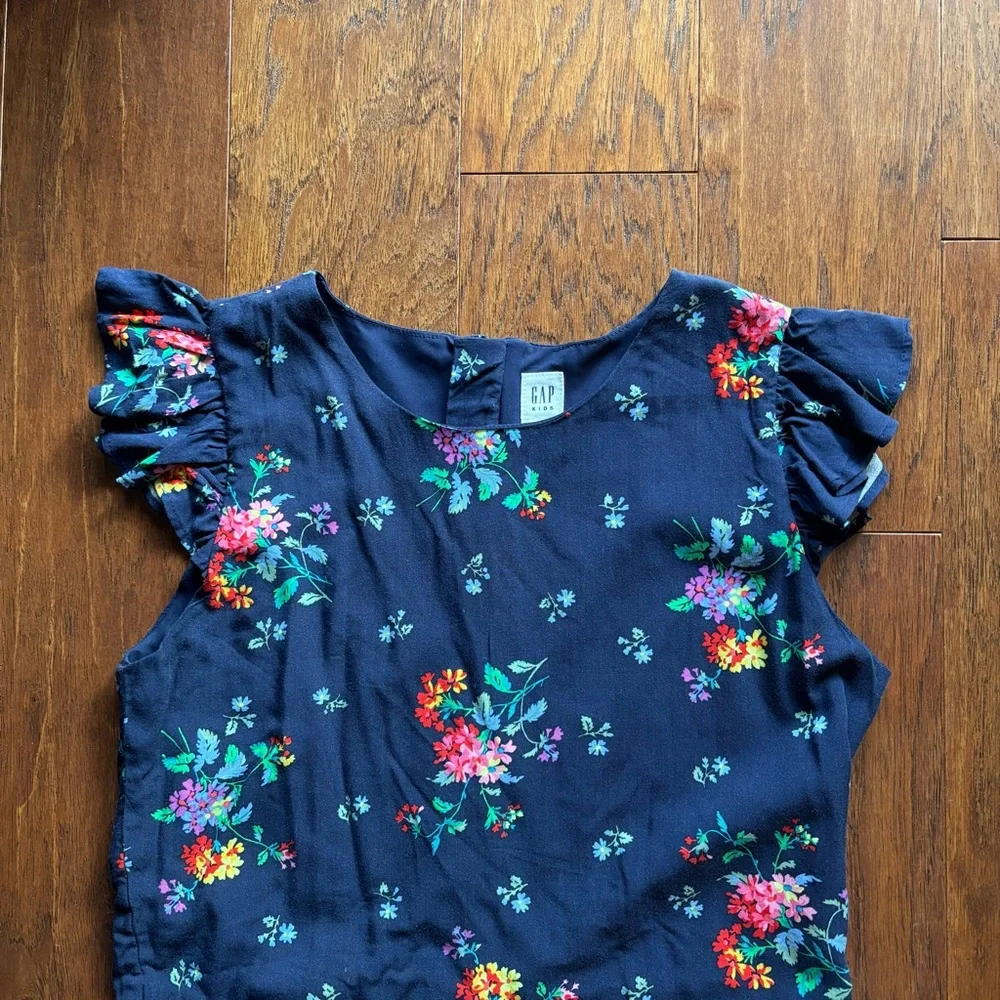 Gap Girls Blue Floral Flutter Sleeve Sundress | Size XXL 16/18 | Rayon